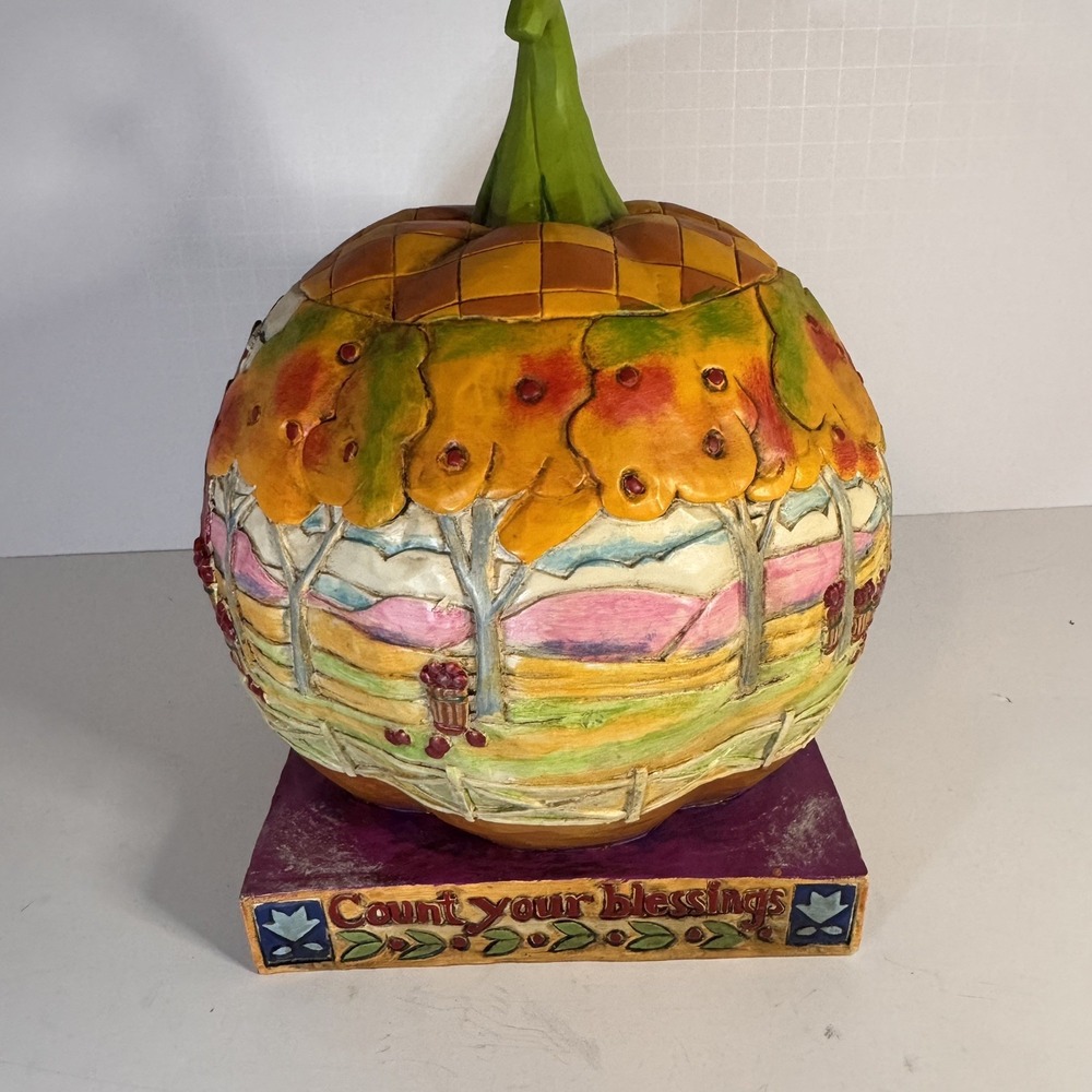 Jim Shore Heartwood Creek Count Your Blessings Pumpkin Autumn Thanksgiving NIB - Picture 9 of 9